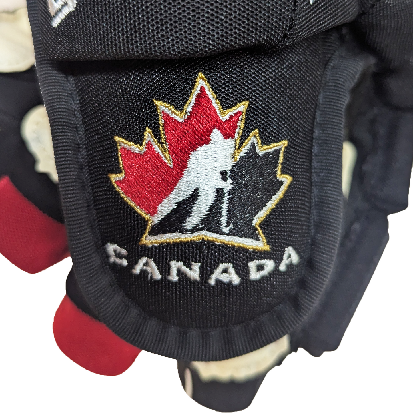 Bauer Supreme Ultrasonic -  Used Team Canada Pro Stock Hockey Gloves (Black/White/Red)