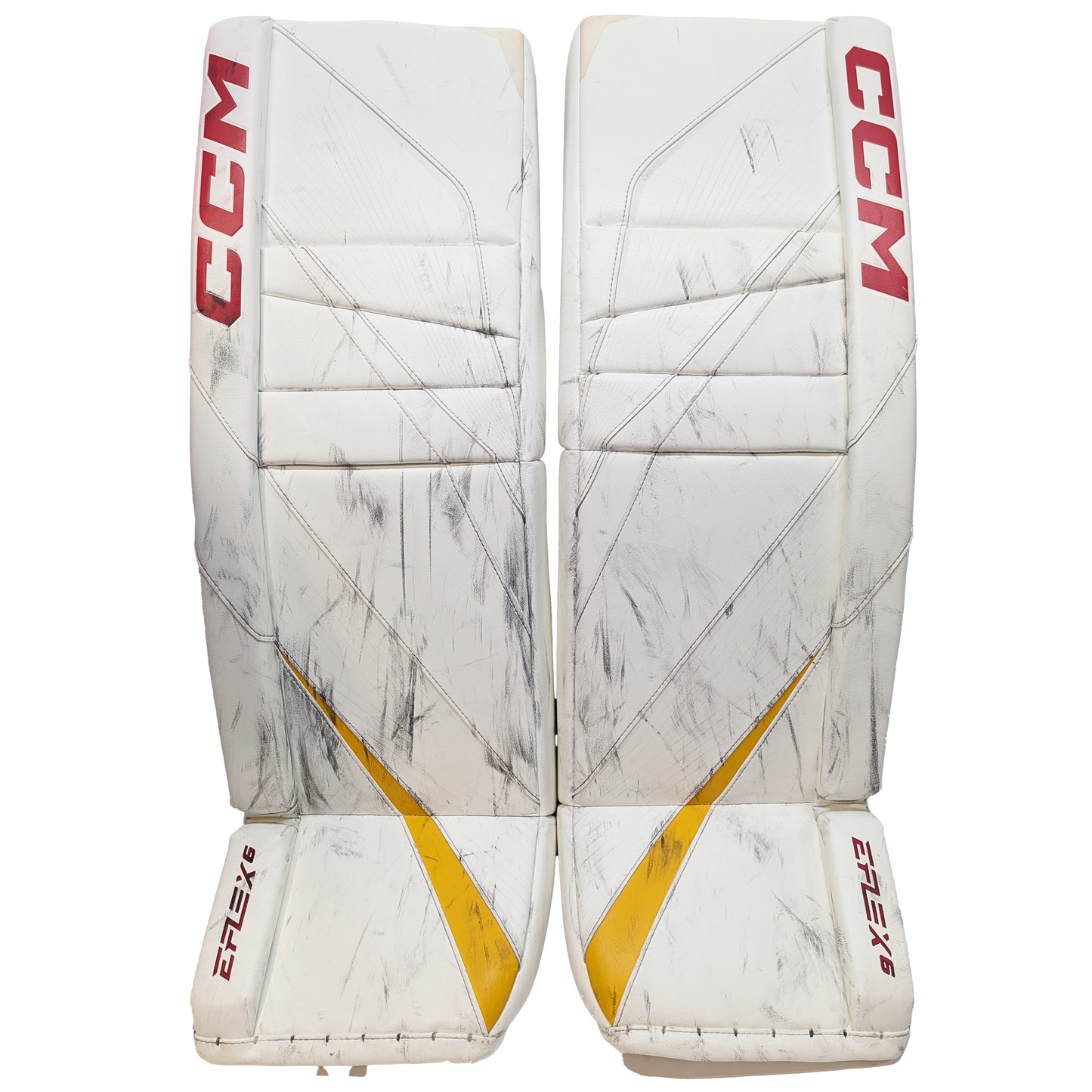 CCM Extreme Flex 6 - Used AHL Pro Stock Senior Goalie Full Set (White/Red/Yellow)