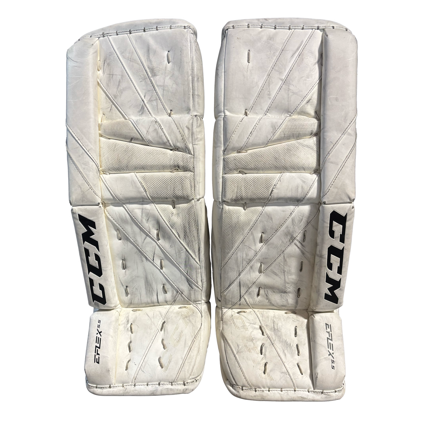 CCM Extreme Flex 5.5 - Used Junior Goalie Pad Set (White)