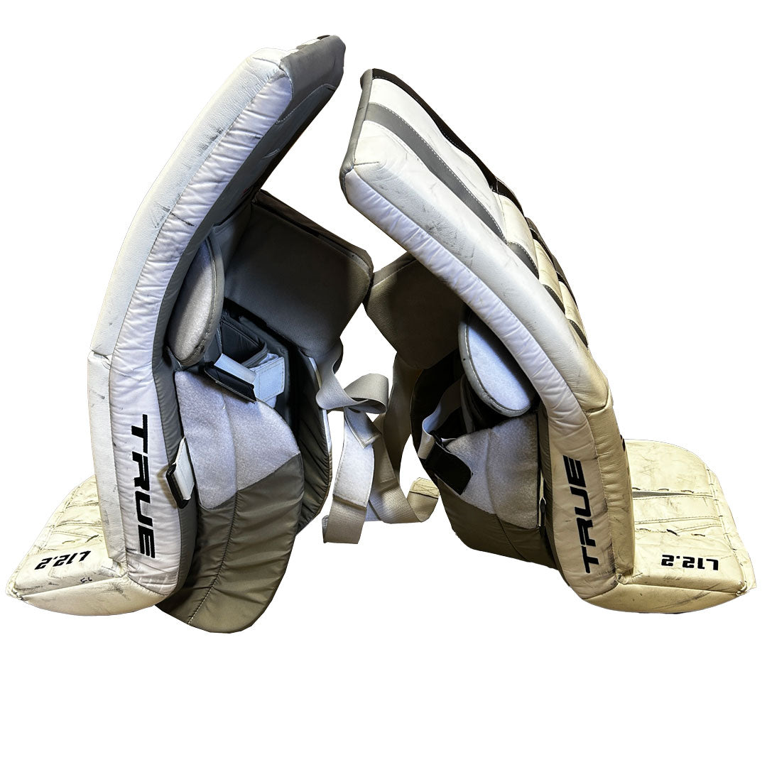 TRUE L12.2 - Used Pro Stock Goalie Pads (White/Grey/Black)