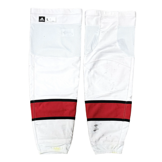 NHL - Used Adidas Pro Stock Hockey Socks - Carolina Hurricanes (White/Red/Black)