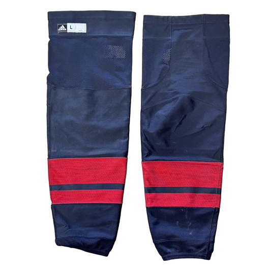 NHL - Used Adidas Pro Stock Hockey Socks - Carolina Hurricanes (Black/Red)