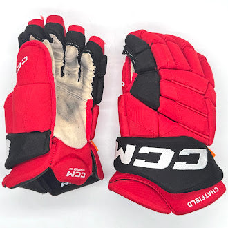 CCM HGJS - Used NHL Pro Stock Glove - Jalen Chatfield (Red/Black)